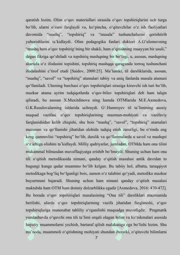 O‘quvchilarning og‘zaki va yozma nutqini o‘stirishda o‘quv topshiriqlarining ahamiyati 7