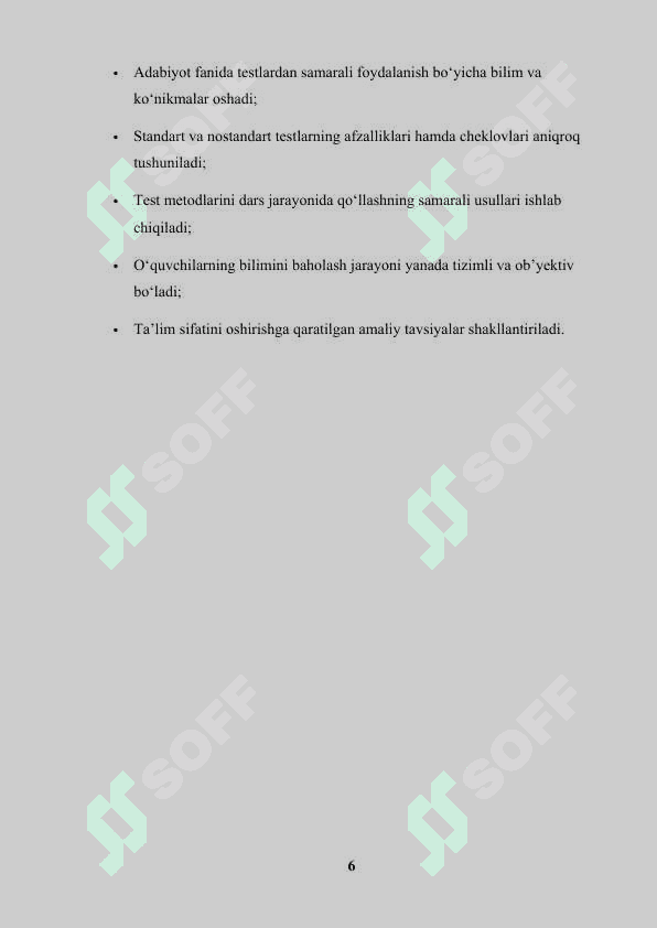 ADABIYOT DARSLARIDA TESTING AHAMIYATI (STANDART VA NOSTANDART TESTLAR) 6
