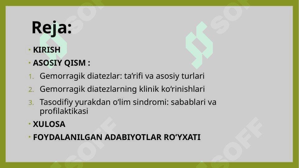 Gemorragik diatezlarning ko‘rinishlari. Tasodifiy yurakdan o‘lim sindromi 3