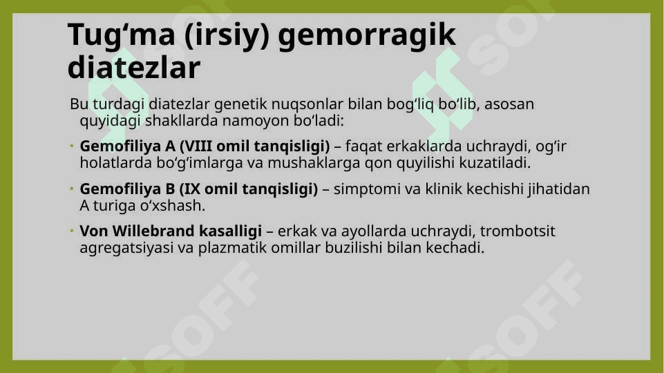 Gemorragik diatezlarning ko‘rinishlari. Tasodifiy yurakdan o‘lim sindromi 6