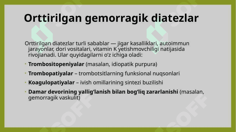 Gemorragik diatezlarning ko‘rinishlari. Tasodifiy yurakdan o‘lim sindromi 7
