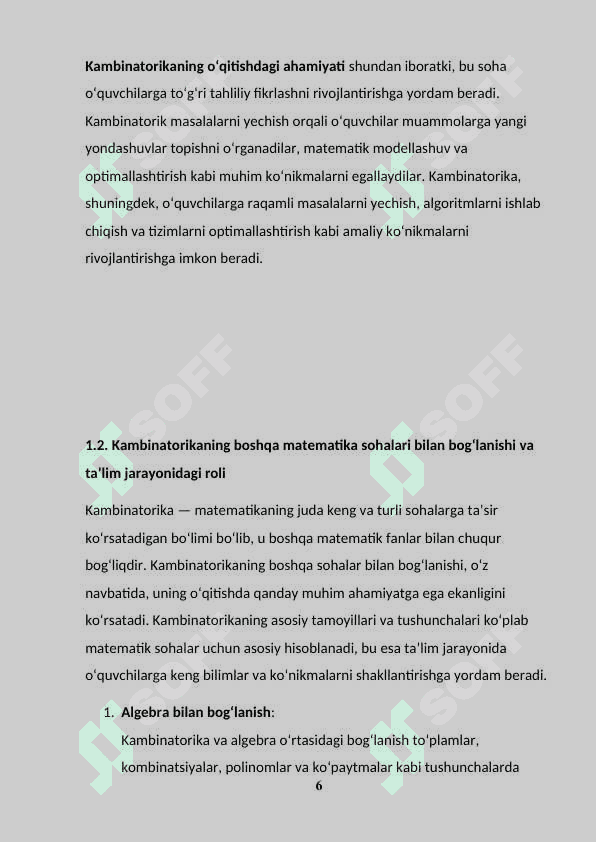 KAMBINATORIKA ELEMENTLARINI OʻQITISH METODIKASI 6
