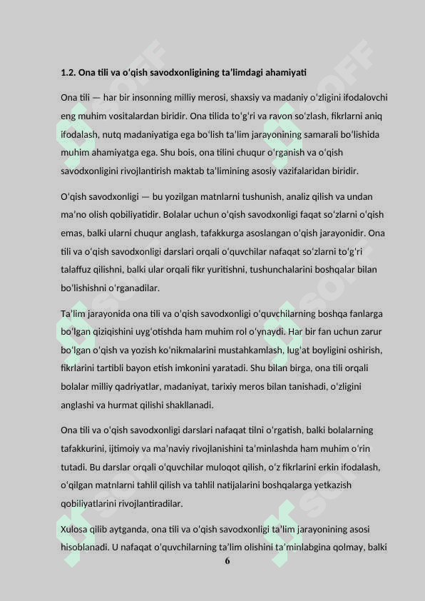 ONA TILI VA O'QISH SAVODXONLIGI DARSLARIDA "KASBIM - FAXRIM" MAVZUSINI O'RGANISH 6