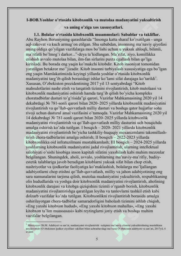 Yoshlarni kitob o’qishga qayta o’rgatish va zamonaviy yuksak sa’nat asarlariga 5