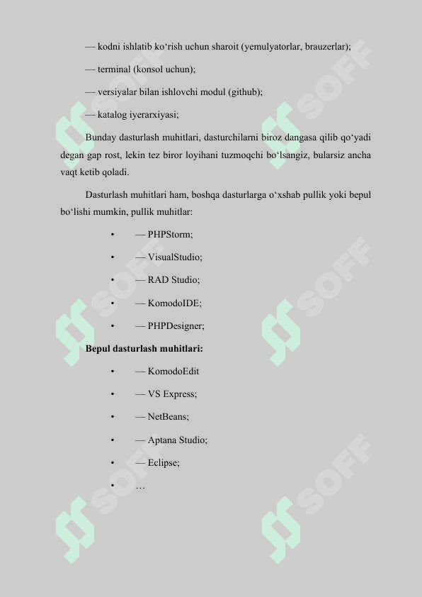 Integratsiyalashgan dasturlash muhitlari (IDE) 6