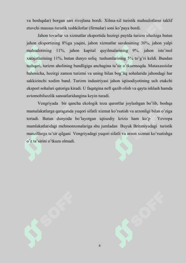 VENGRIYA DAVLATI TURIZMINING RIVOJLANISH HOLATI. 4