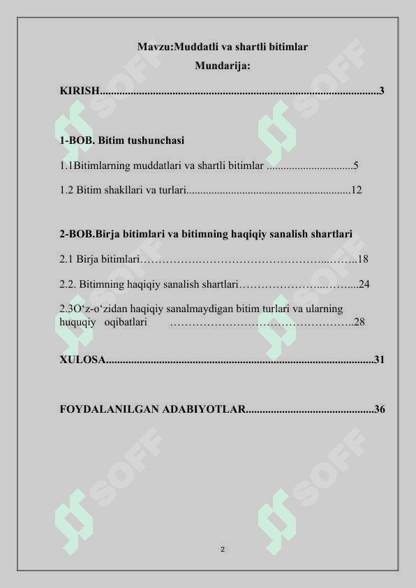 Muddatli va shartli bitimlar 2