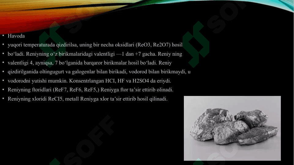 Reniy metallini ishlab chiqarish texnologiyalari 4