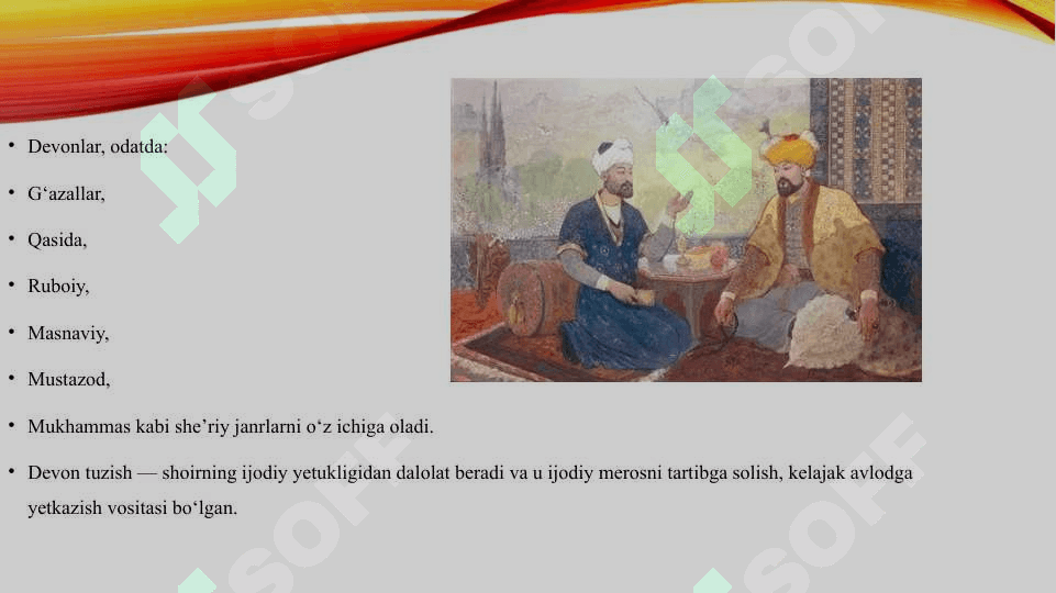 Devonchilik an'anasining yuzaga kelishi va Alisher Navoiy devonlarining boshqa ijodkorlarning devonlaridan farqli jihatini oʻrganish 4