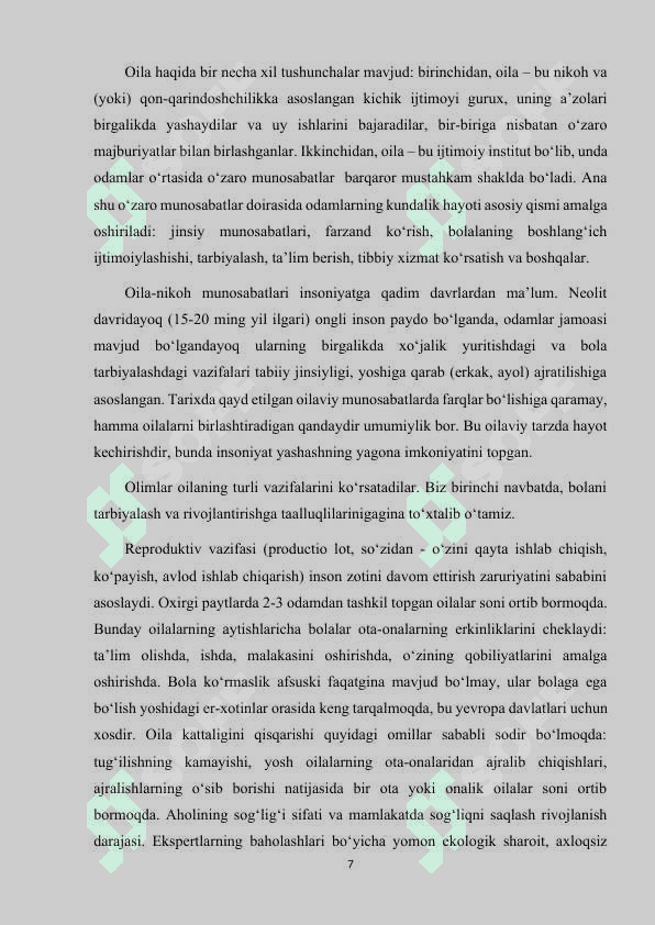 OILA BILAN IJTIMOIY-PEDAGOGIK FAOLIYAT. 7