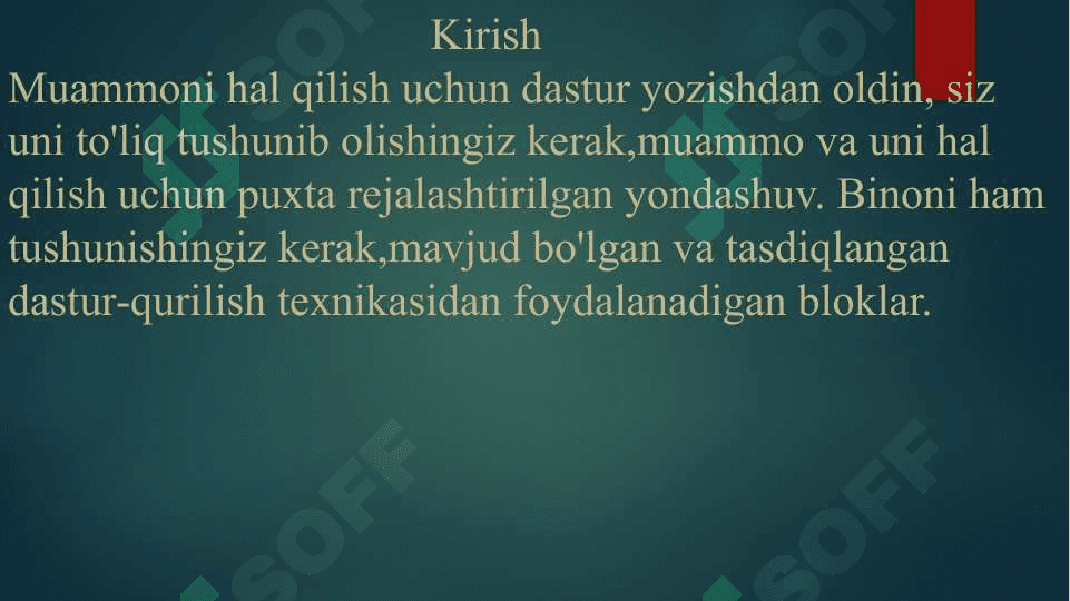 Nazorat bayonotlari. 2