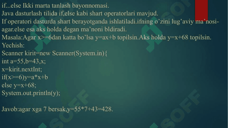 Nazorat bayonotlari. 8