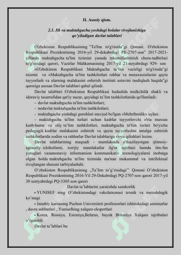Ilk va maktabgacha yoshdagi bolalar rivojlanishiga qo’yiladigan 4