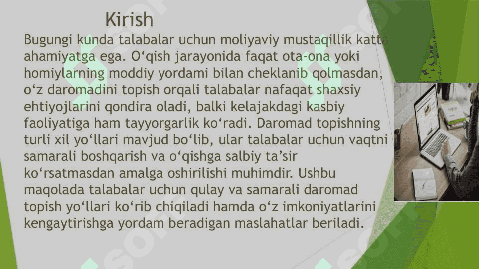 Talabalar uchun daromad topish yoʻllari slayd 2