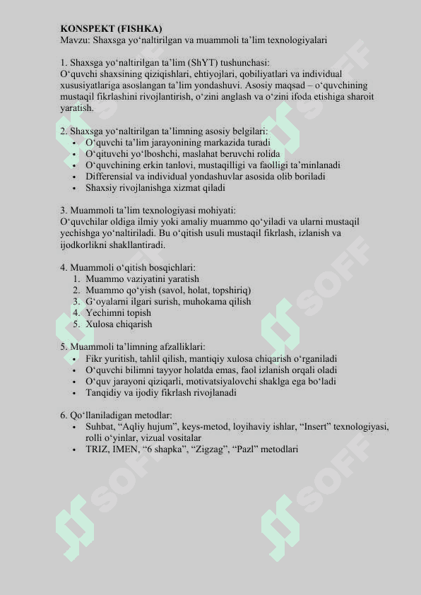 Shaxsga yo‘naltirilgan va muammoli ta’lim texnologiyalari 2