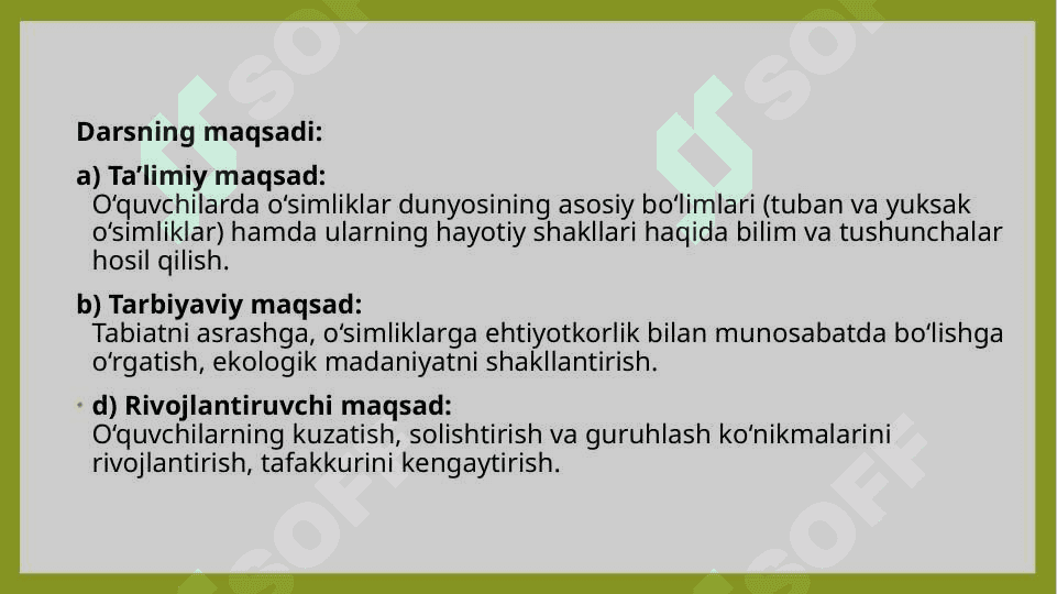 O’simliklarning asosiy bolimlari va hayotiy shakllari 2
