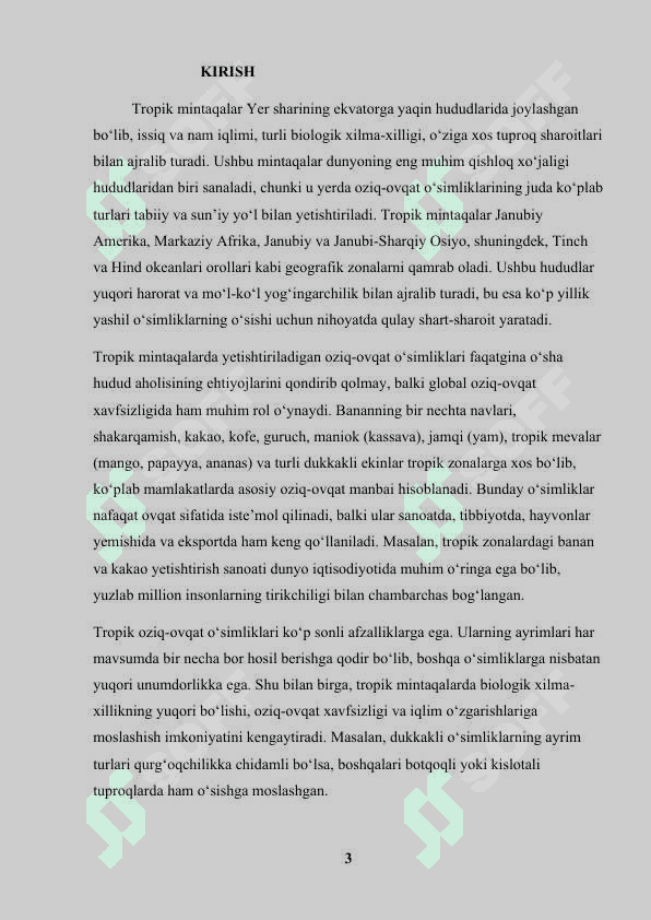 TROPIKADA TARQALGAN OZIQ-OVQAT O'SIMLIKLARI 3