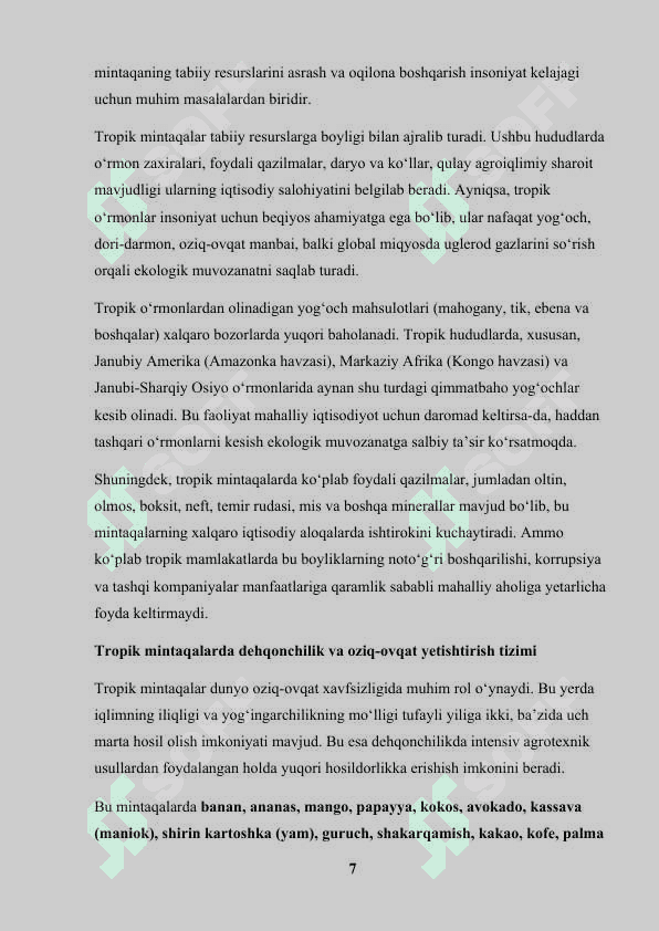TROPIKADA TARQALGAN OZIQ-OVQAT O'SIMLIKLARI 7