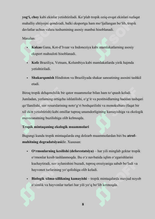 TROPIKADA TARQALGAN OZIQ-OVQAT O'SIMLIKLARI 8
