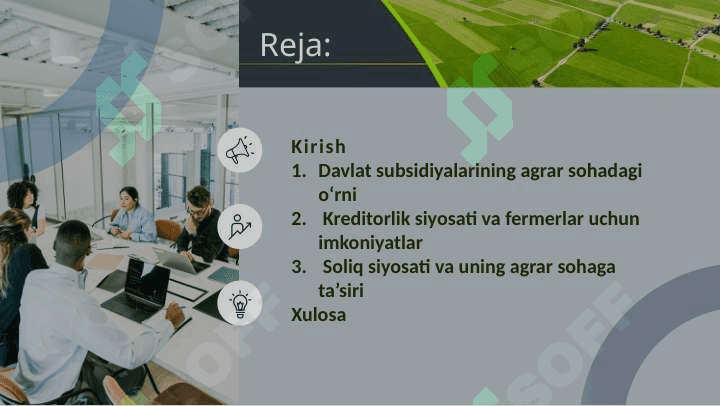 Agrar sohada davlatning subsidiyalar, kreditorlik va soliq siyosatining o'rni 2
