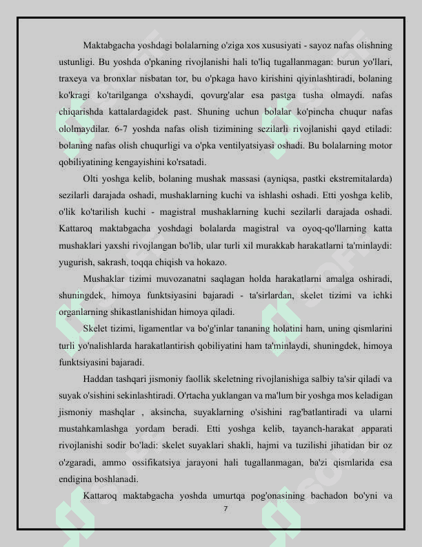 MAKTABGA TAYORLOV (6-7 YOSHGACHA ) GURUXDAGI BOLALRING JISMONIY TARBIYAS 7