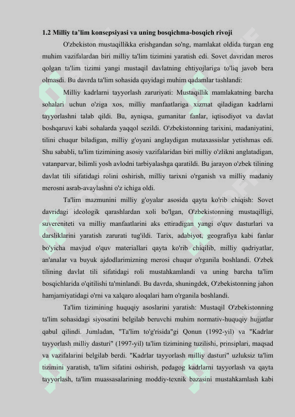 MUSTAQILLIK YILLARIDA MILLIY TAʼLIM TIZIMIDAGI ISLOHOTLAR VA RIVOJLANISHLAR 6
