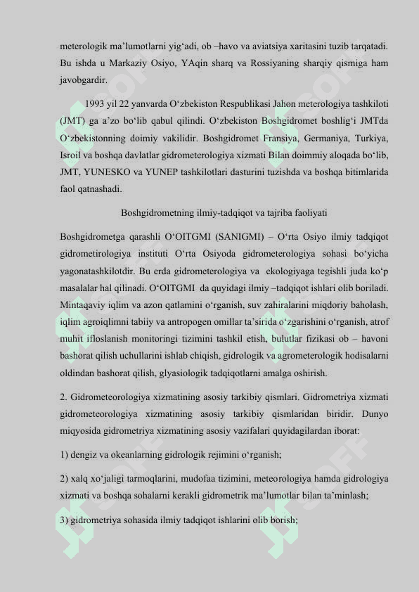 O‘zbekistonda gidrometeorologiya xizmatining mavjud tizimi va uning tarkibiy tuzulishi 3