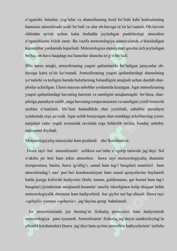 O‘zbekistonda gidrometeorologiya xizmatining mavjud tizimi va uning tarkibiy tuzulishi 6