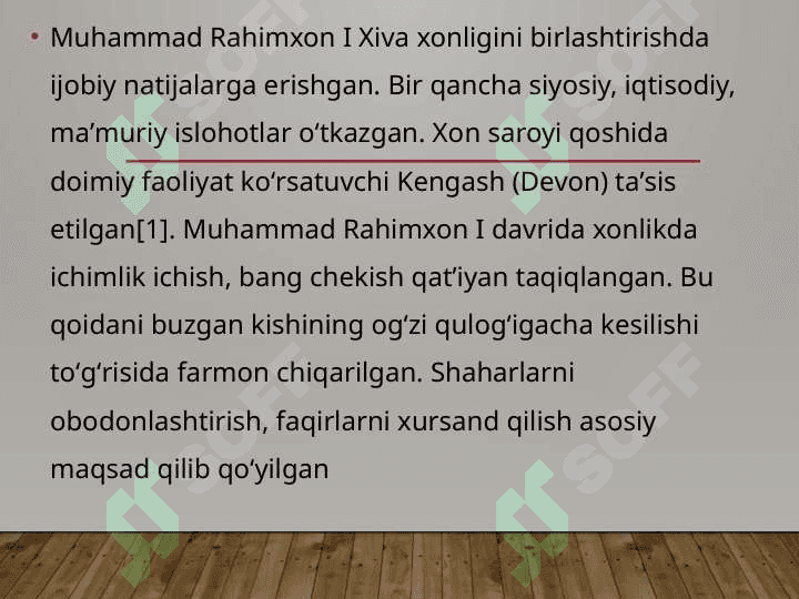 muhammad rahimxon 1 tomonidan o'tkazilgan pul islohoti va xorazmda muntazam tangalar zarb qilinishining yo’lga qo’yilishi. 3