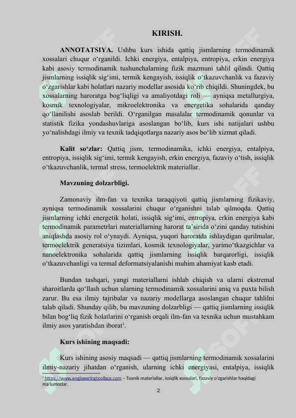 Kurs ishi, qattiq jismlar termodinamik xossalari 2