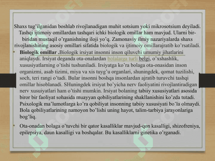 Bolalik insonning ijtimoiy hayot meyorlarini egallay boshlash davri. 2