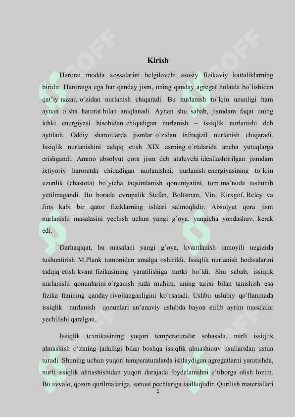 Issiqlikdan nurlanish qonunlari 2