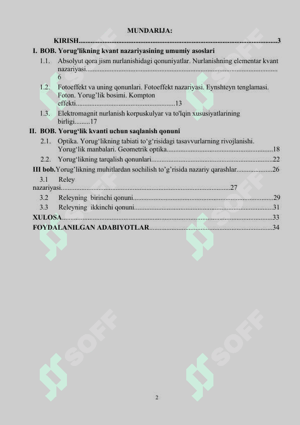 yorug'likning kvant nazariyasi.Kurs ishi 2