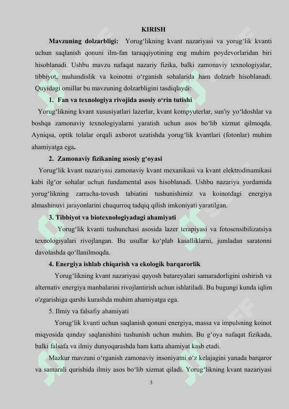 yorug'likning kvant nazariyasi.Kurs ishi 3
