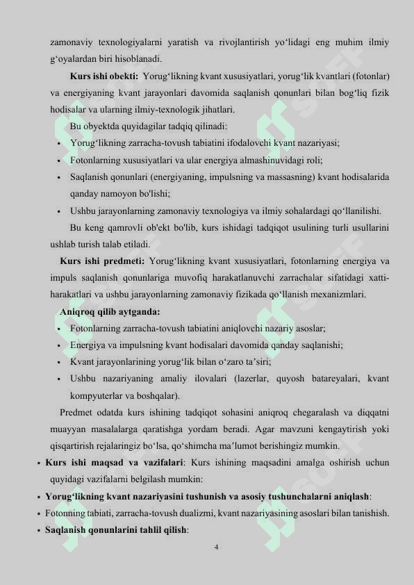 yorug'likning kvant nazariyasi.Kurs ishi 4