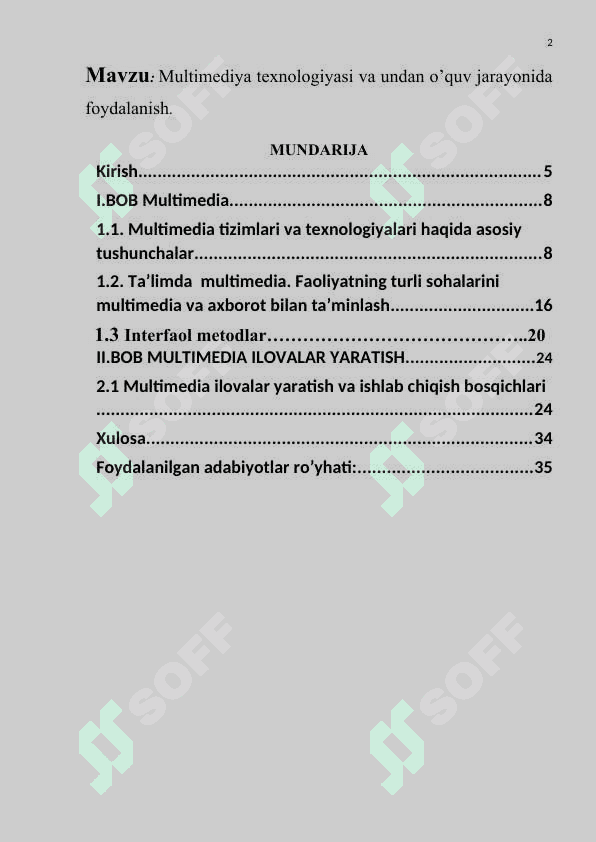 Multimediya texnologiyasi va undan o’quv jarayonida foydalanish 2