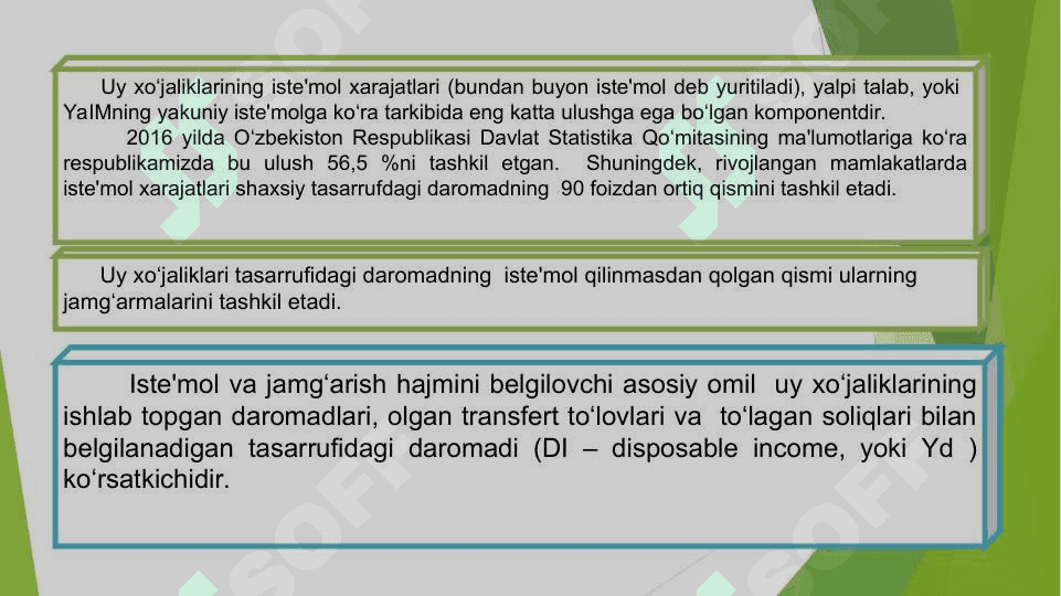 Iste’mol, jamg‘arish va investitsiya 2