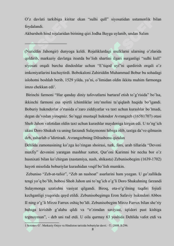 Hindistonda Boburiylar sulolasining hukumronligi 8