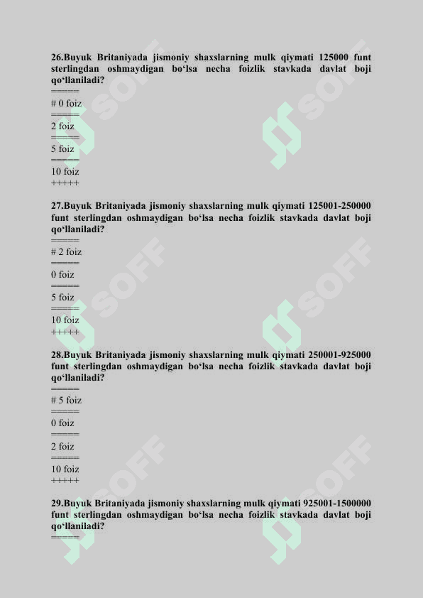 Chet mamlakatlar soliq tizimi yakuniy test javoblari 8