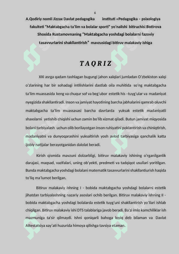 MAKTABGACHA YOSHDAGI BOLALARNI FAZOVIY TASAVVURLARINI SHAKLLANTIRISH 7