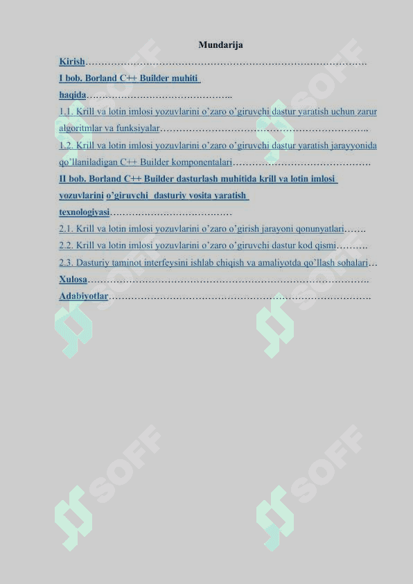Borland C++ Builder dasturlash muhitida krill va lotin imlosi yozuvlarini o’zaro o’giruvchi dasturiy ilova yaratish 3