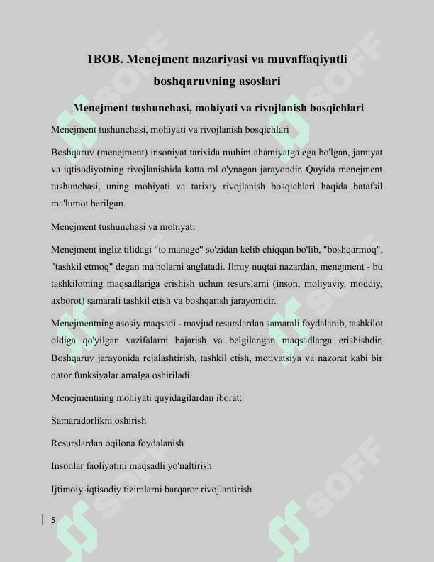 Muvaffaqiyatli menejment mezonlari 5
