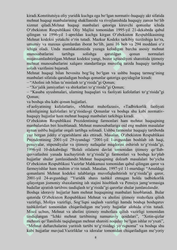 Mehnat huquqi prinsiplari va manbalari 8