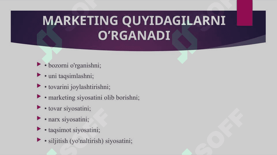 MARKETINGNI o'rganish 4