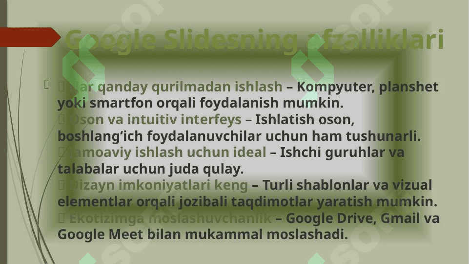 GOOGLE SLIDESDA ONLAYN PREZENTATSIYALAR YARATISH 4