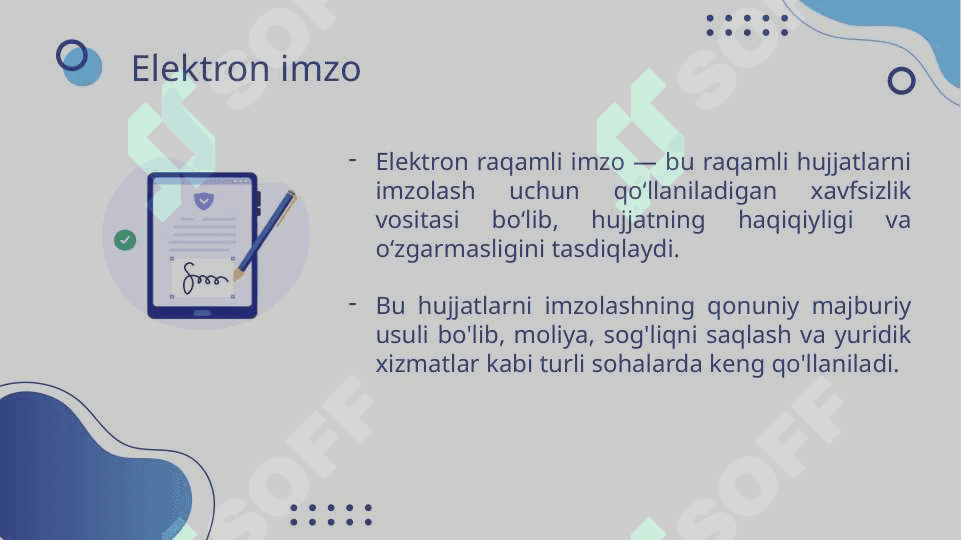 Elektron raqamli imzo va uni respublikamizda taqbiq etish holati 2