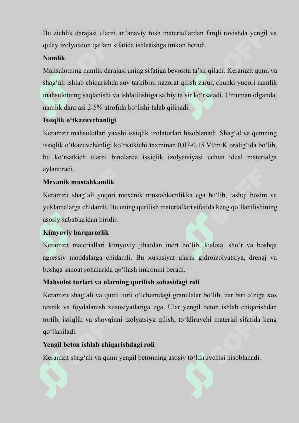 Keramzit shag'ali va qumi ishlab chiqarish korxonasini loyihalash mahsuldorligi 38 ming m³ 6