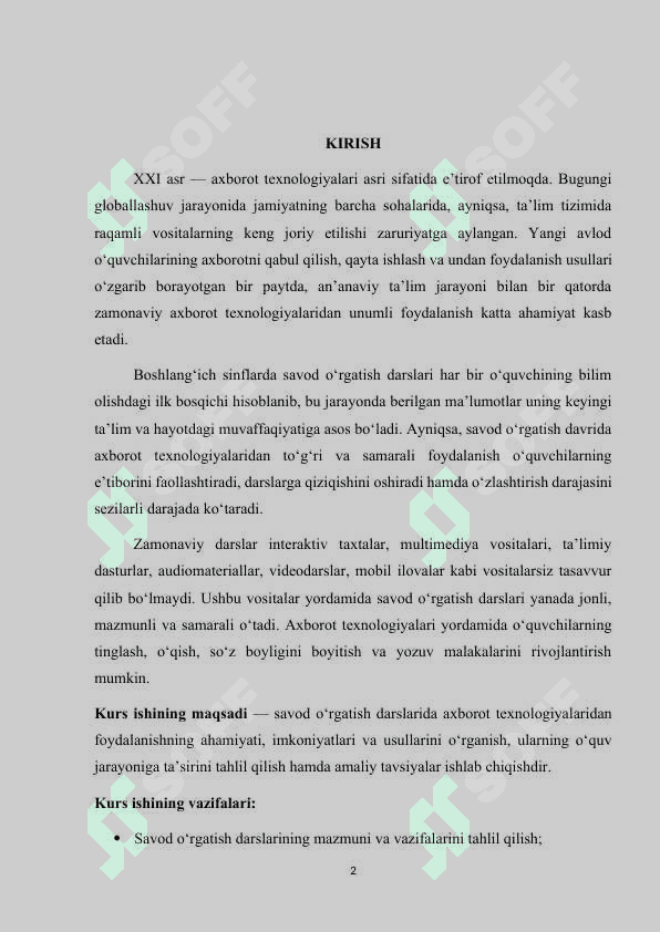 SAVOD O‘RGATISH DARSLARIDA AXBOROT TEXNOLOGIYALARIDAN FOYDALANISH 2