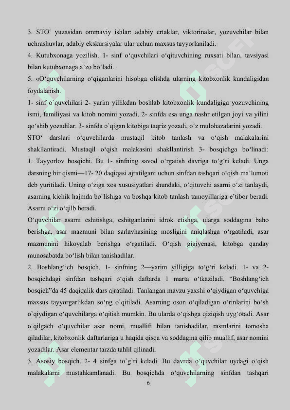 SAVOD O‘RGATISH DAVRIDA SINFDAN TASHQARI O‘QISHNI TASHKIL ETISH 6