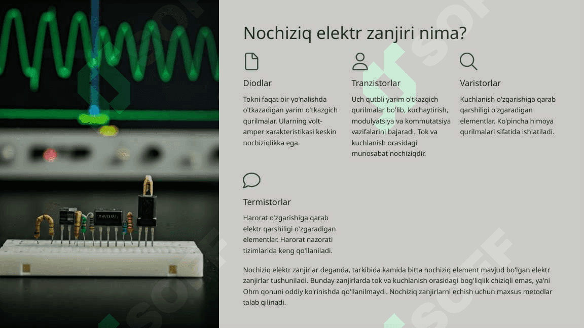 O'zgarmas va o'zgaruvchan tok nochiziq zanjirlarini analitik va grafoanalitik usulda echish usullari 4